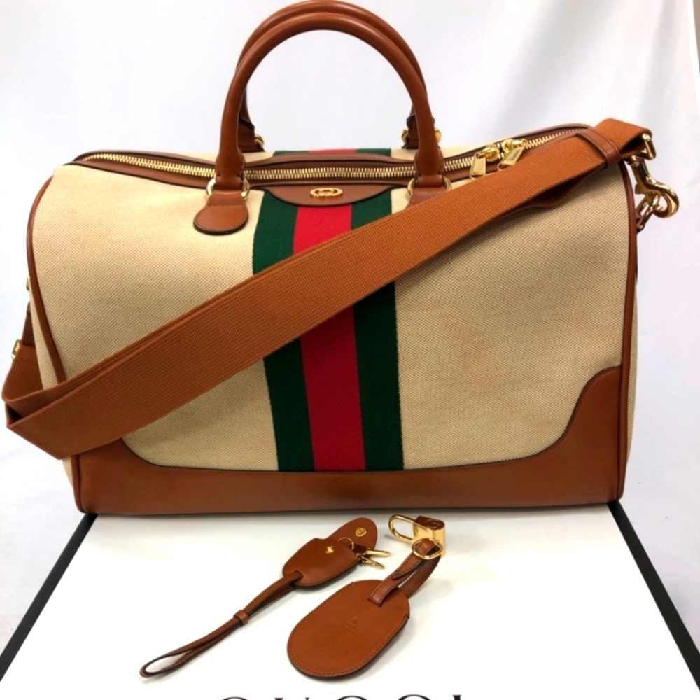NWT Gucci XL Travel Boston Bag w keys,lockstrap,tag- Gorgeous! New With Dust bag